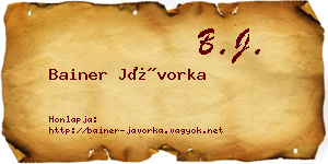 Bainer Jávorka névjegykártya